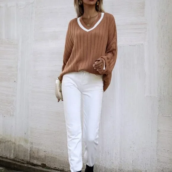 CHIC DOLLZ Contrast Trim Drop Shoulder Swe… - Picture 6 of 6